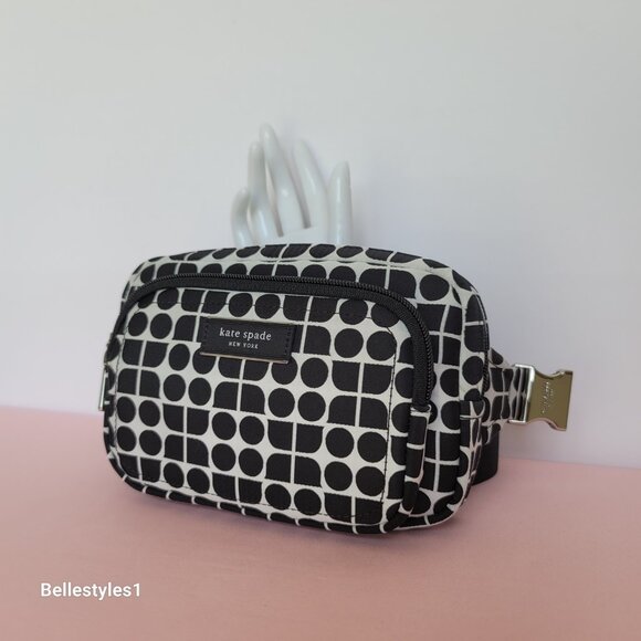 KATE SPADE Belt Bag Noel Jacquarded Printed Fabric Bag- Black Multi ⭐ - Picture 5 of 16